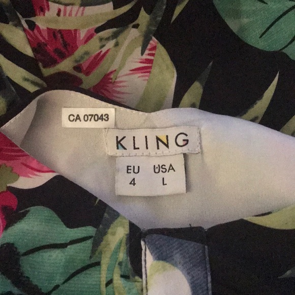 KLING Tropical Print Maxi Dress with Cut Out Detail in Navy Pink and Green - Picture 5 of 11